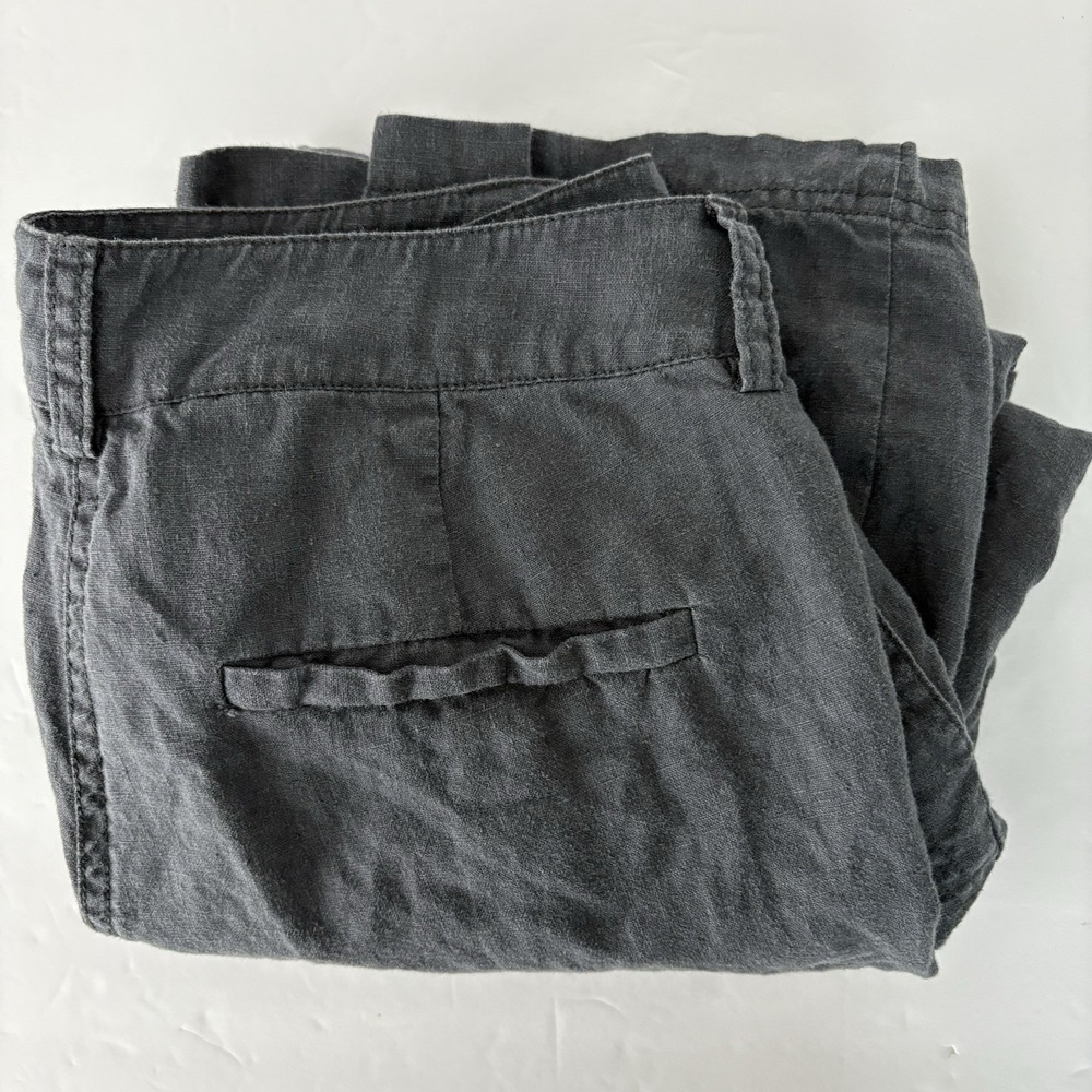 Eileen Fisher Women's 2 Dark Gray‎ 100% Organic Linen Chino Cargo Capri Pants - Picture 6 of 6